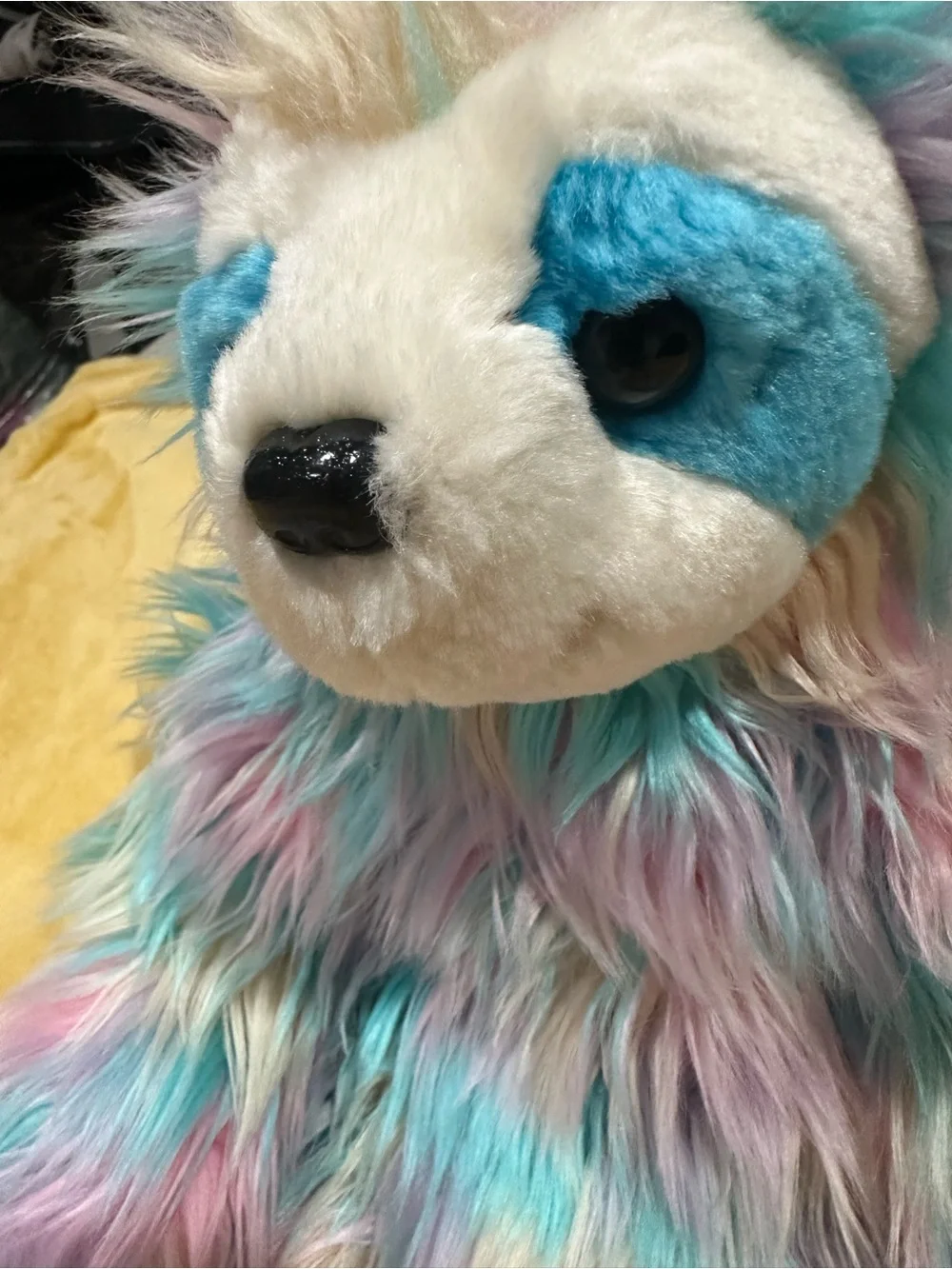Pastel Multicolor Plush Sloth Cat Toy - Soft Rainbow Fur